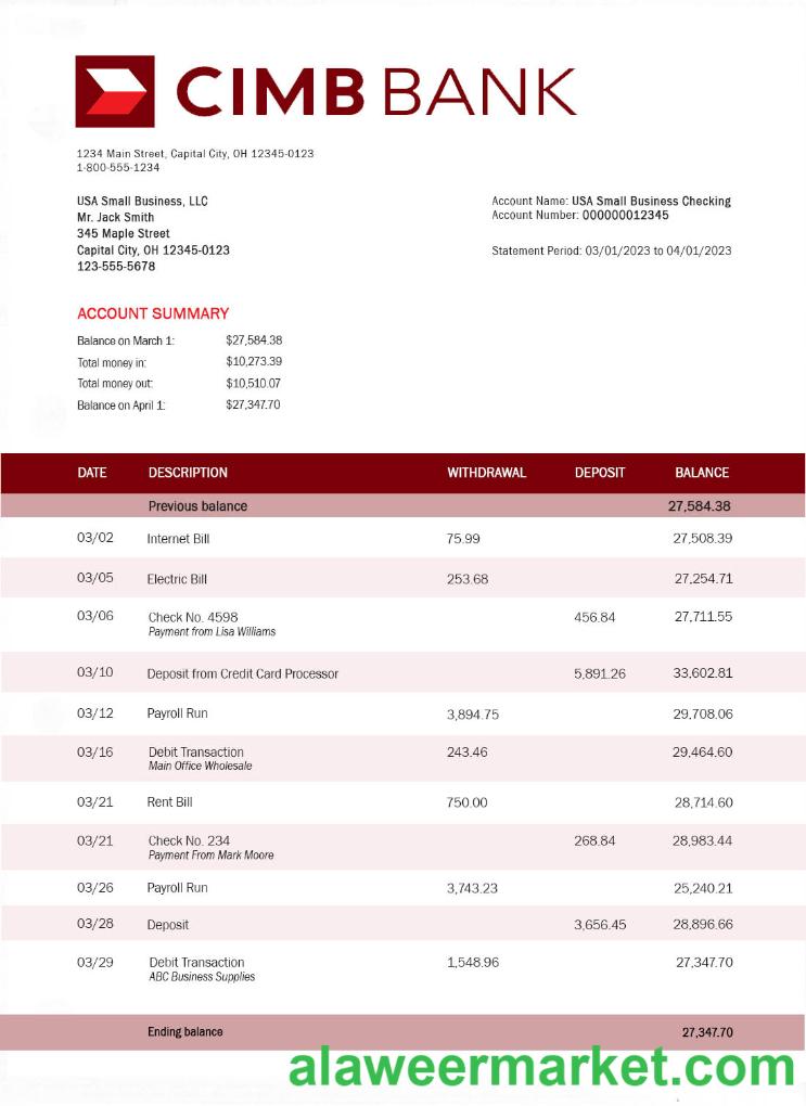 CIMB Bank bank statement